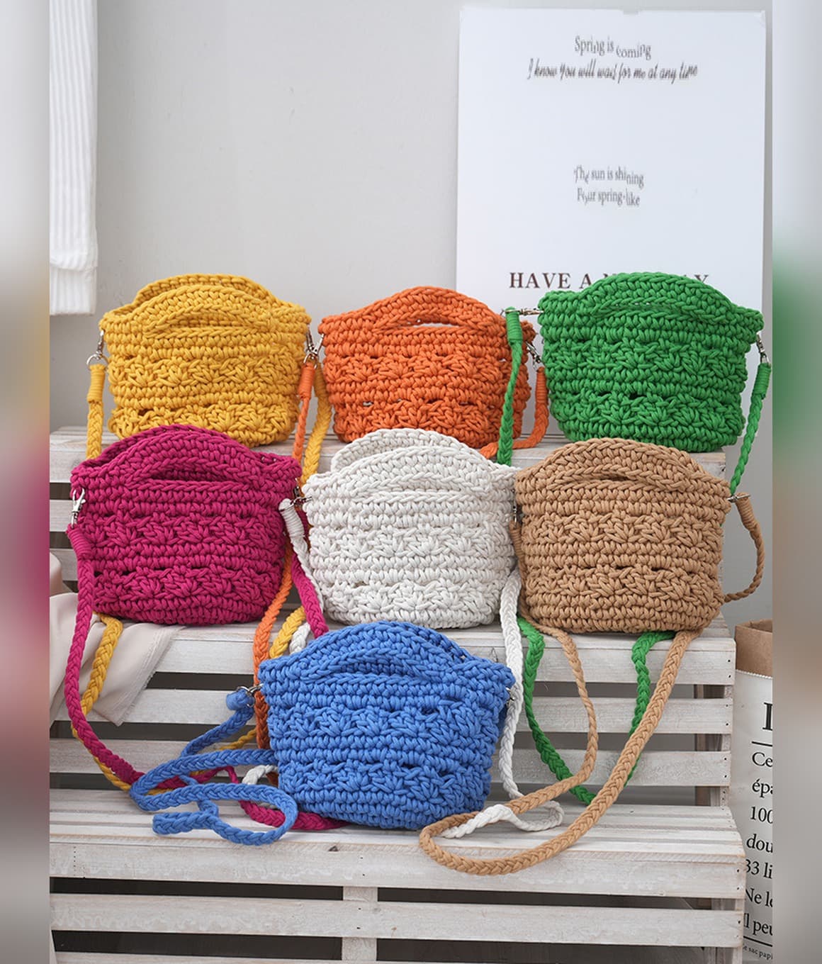 Cotton Crochet Crossbody Bag - image 1
