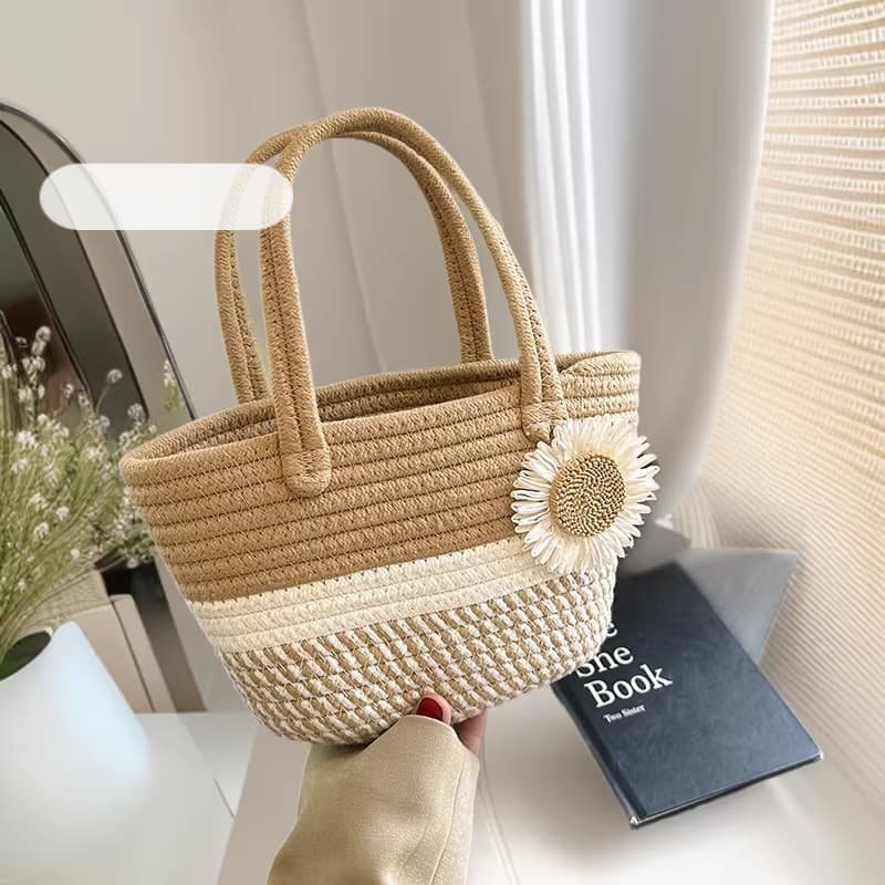 Handwoven Straw Beach Bag - image 2