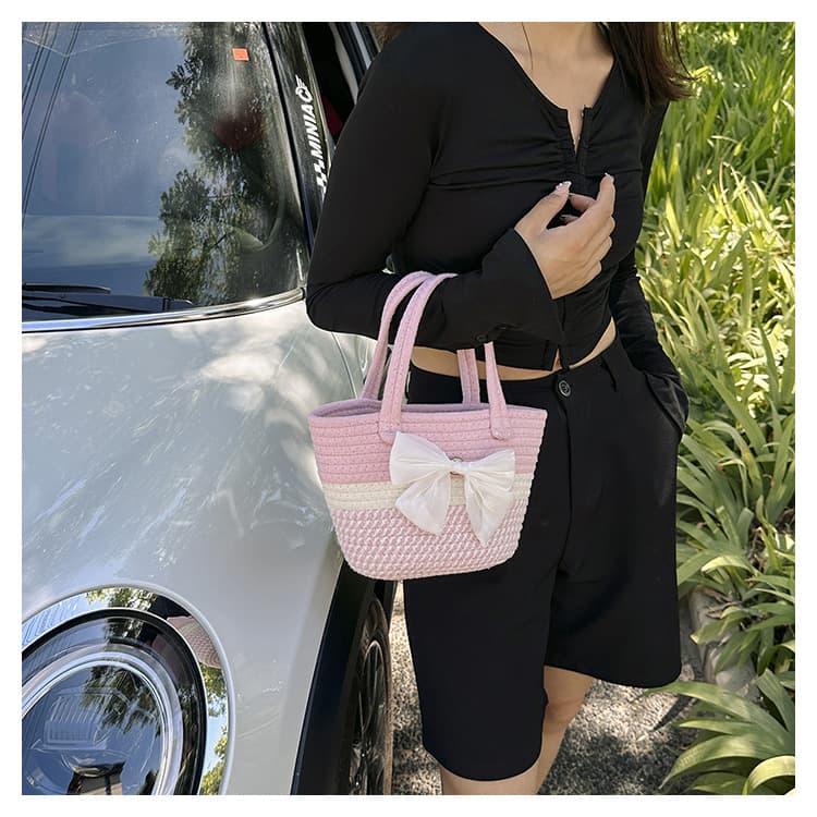 Handwoven Straw Beach Bag - image 11