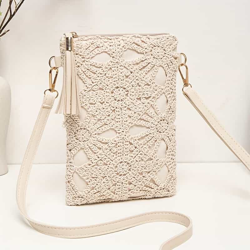 Crochet Lace Phone Crossbody Bag - thumbnail